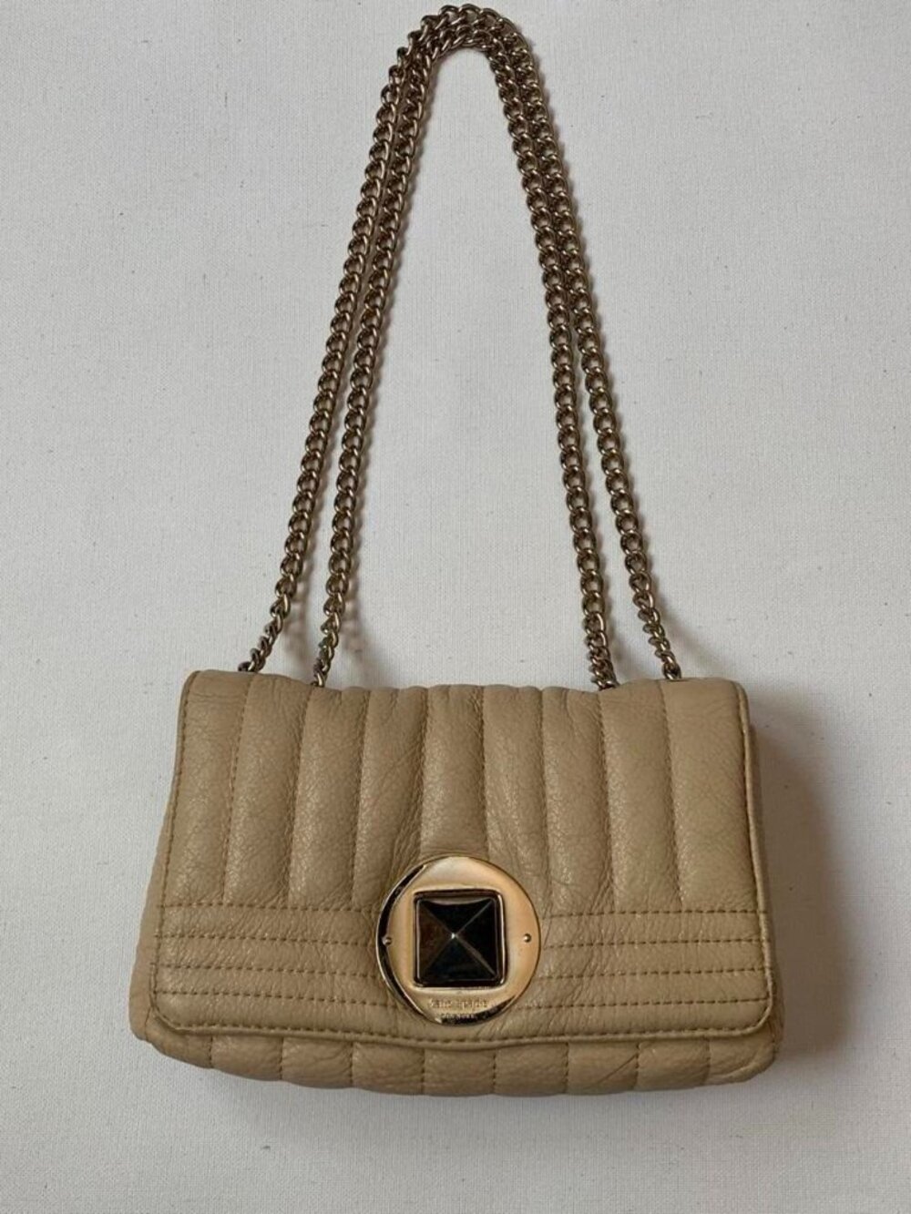 Kate Spade New York Cream Leather Crossbody with Gold Hardware & Chain Strap